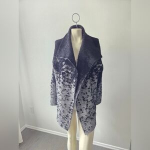 Buckle Black Color Bleed Cardigan Sweater